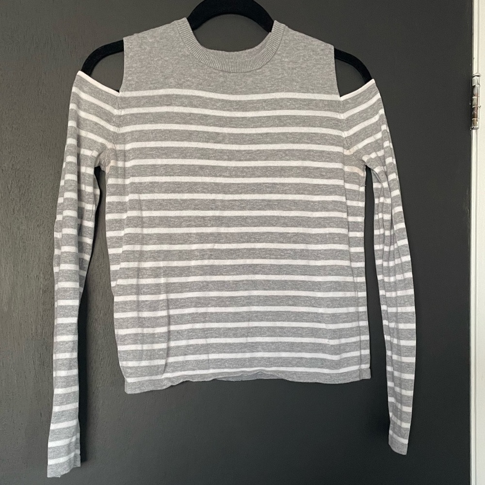 Forever 21 Cold Shoulder Knit Striped Sweater - Size Small